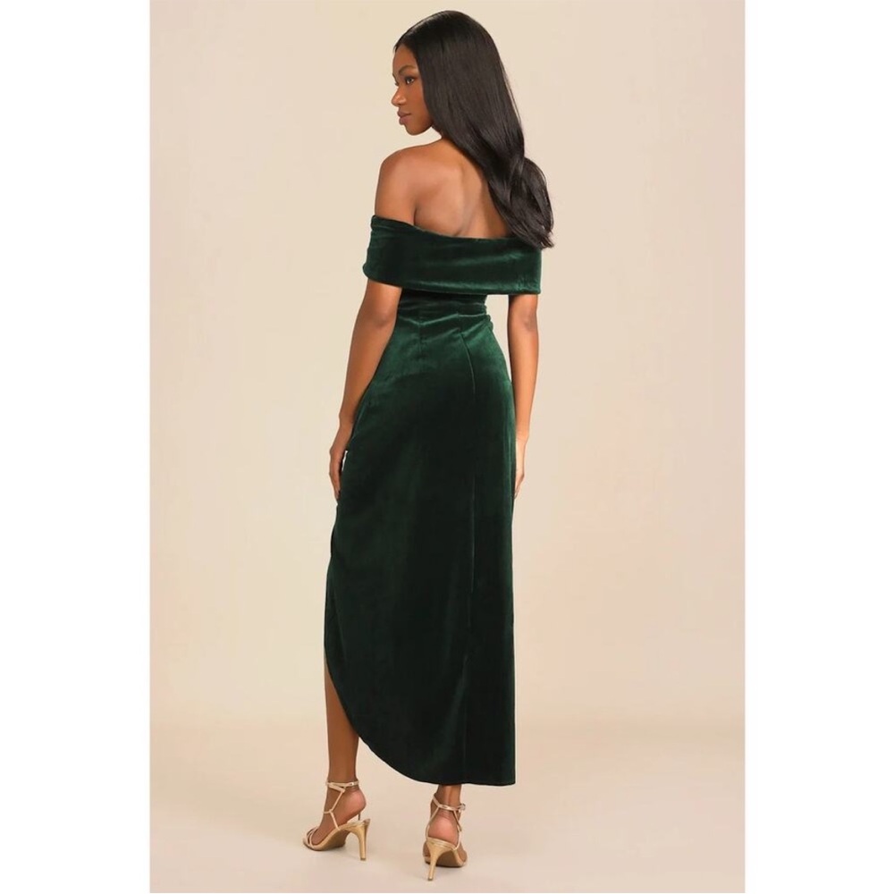 Lulu's Strapless Green Velvet Dress - Picture 3 of 8